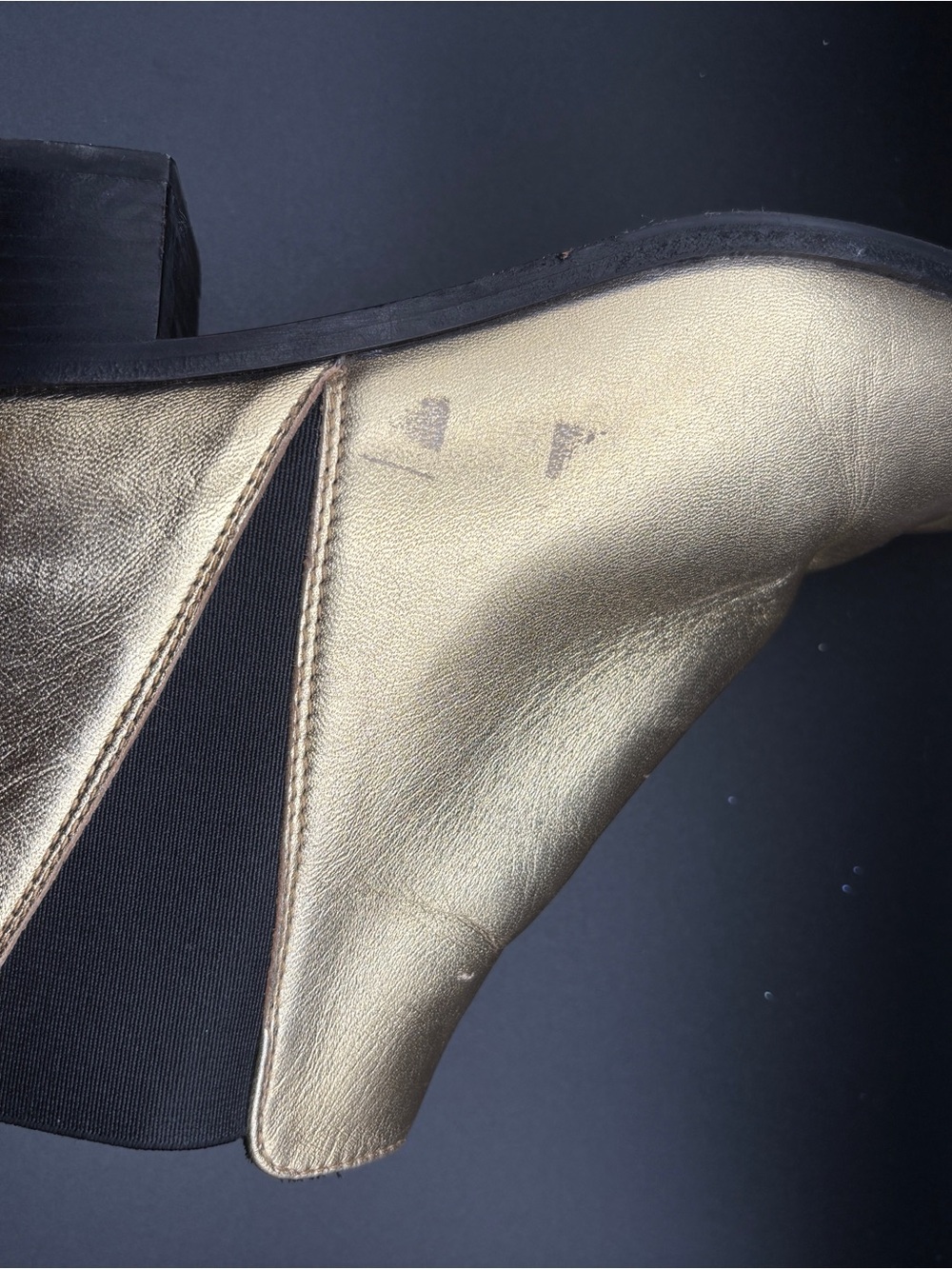 Acne Metallic Gold Pointed-Toe Chelsea Booties - Picture 10 of 10